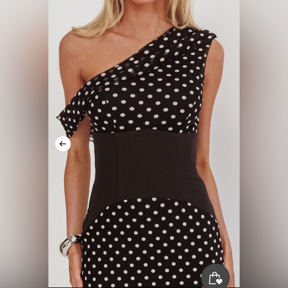 The Edge (Make A Scene Dress) Polka Dot XS Asymmetric Neckline Maxi - Picture 3 of 4